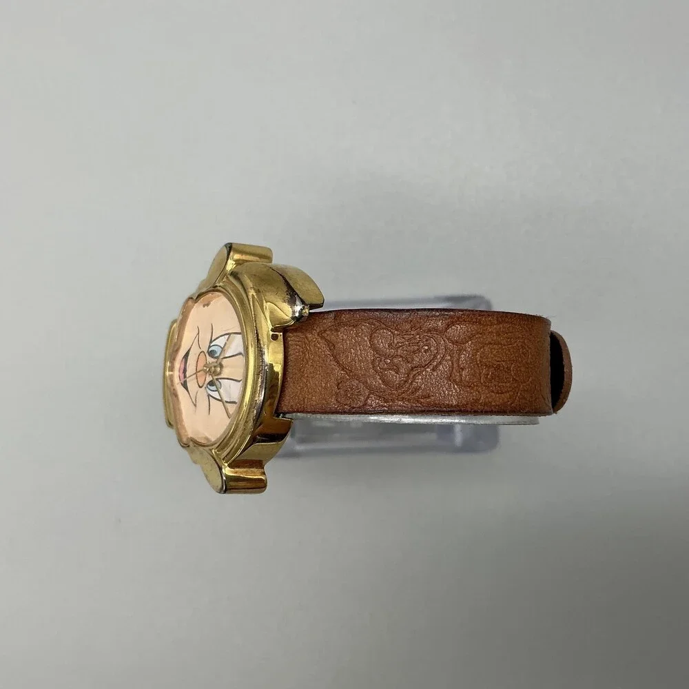 Vintage Timex Unisex Watch 33mm Dopey Disney Brown Leather Strap New Battery